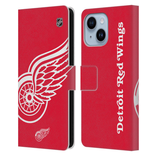 NHL Detroit Red Wings Oversized Leather Book Wallet Case Cover For Apple iPhone 14 Plus