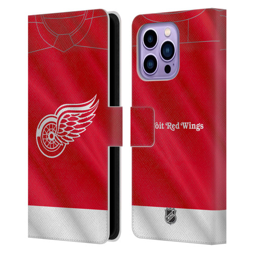 NHL Detroit Red Wings Jersey Leather Book Wallet Case Cover For Apple iPhone 14 Pro Max