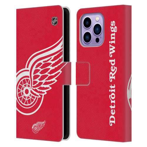 NHL Detroit Red Wings Oversized Leather Book Wallet Case Cover For Apple iPhone 14 Pro Max