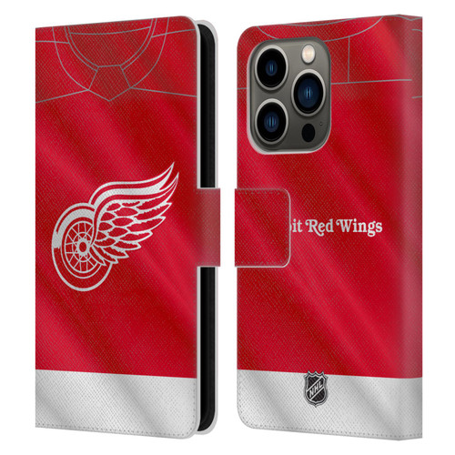 NHL Detroit Red Wings Jersey Leather Book Wallet Case Cover For Apple iPhone 14 Pro