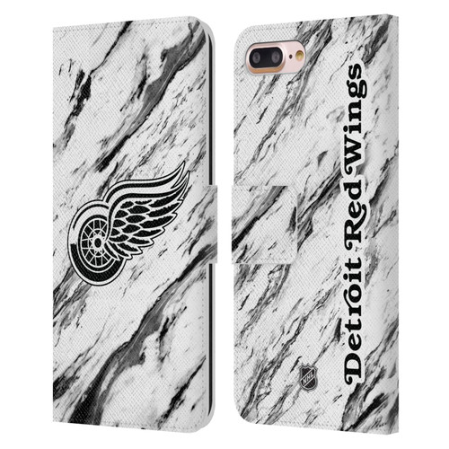 NHL Detroit Red Wings Marble Leather Book Wallet Case Cover For Apple iPhone 7 Plus / iPhone 8 Plus