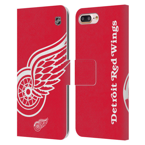 NHL Detroit Red Wings Oversized Leather Book Wallet Case Cover For Apple iPhone 7 Plus / iPhone 8 Plus