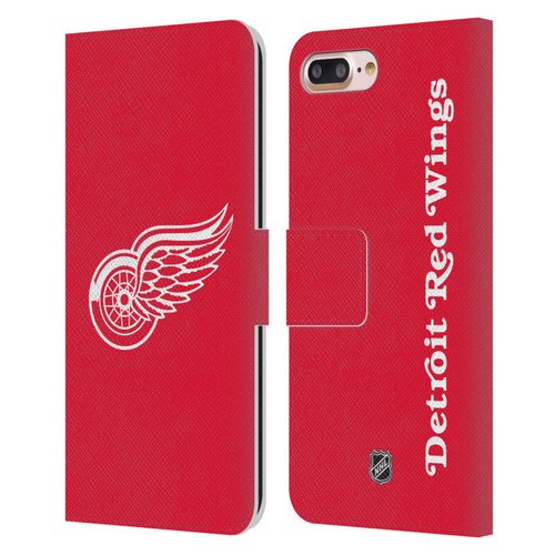 NHL Detroit Red Wings Plain Leather Book Wallet Case Cover For Apple iPhone 7 Plus / iPhone 8 Plus