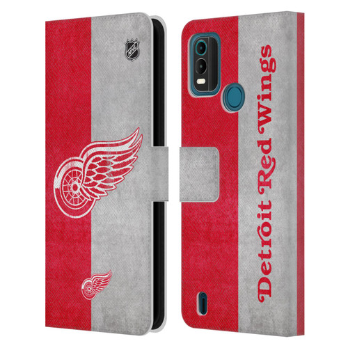 NHL Detroit Red Wings Half Distressed Leather Book Wallet Case Cover For Nokia G11 Plus