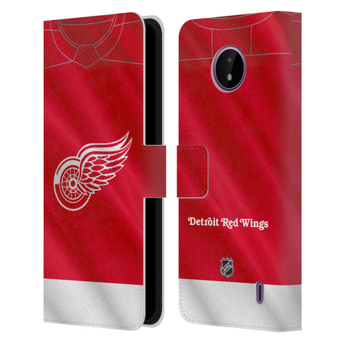 NHL Detroit Red Wings Jersey Leather Book Wallet Case Cover For Nokia C10 / C20