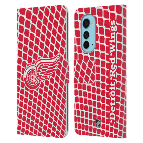 NHL Detroit Red Wings Net Pattern Leather Book Wallet Case Cover For Motorola Edge (2022)
