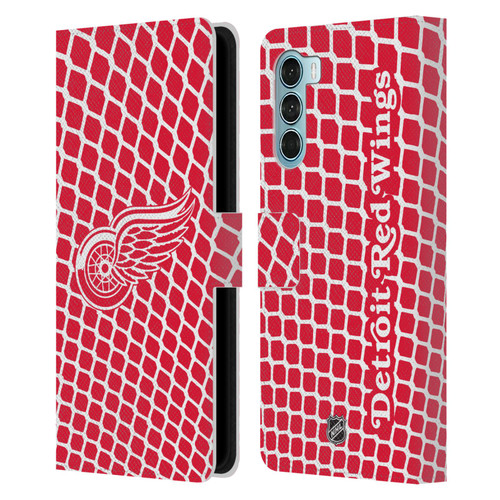 NHL Detroit Red Wings Net Pattern Leather Book Wallet Case Cover For Motorola Edge S30 / Moto G200 5G