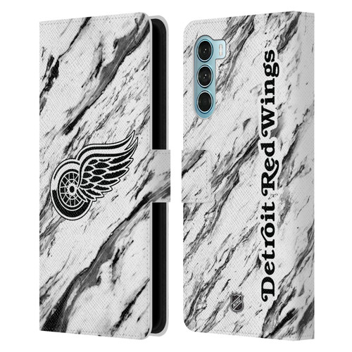 NHL Detroit Red Wings Marble Leather Book Wallet Case Cover For Motorola Edge S30 / Moto G200 5G