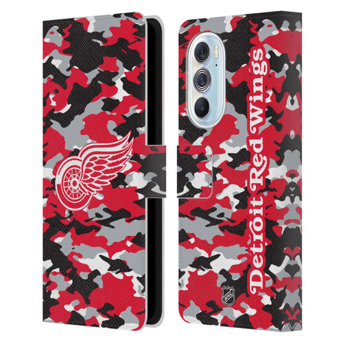 NHL Detroit Red Wings Camouflage Leather Book Wallet Case Cover For Motorola Edge X30