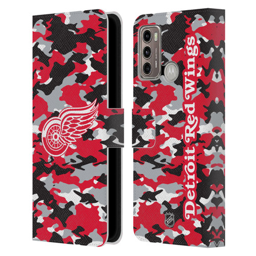 NHL Detroit Red Wings Camouflage Leather Book Wallet Case Cover For Motorola Moto G60 / Moto G40 Fusion