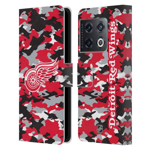NHL Detroit Red Wings Camouflage Leather Book Wallet Case Cover For OnePlus 10 Pro