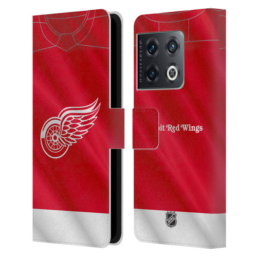 NHL Detroit Red Wings Jersey Leather Book Wallet Case Cover For OnePlus 10 Pro