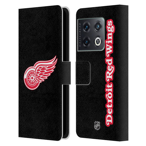 NHL Detroit Red Wings Plain Leather Book Wallet Case Cover For OnePlus 10 Pro