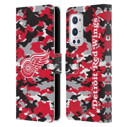 NHL Detroit Red Wings Camouflage Leather Book Wallet Case Cover For OnePlus 9 Pro
