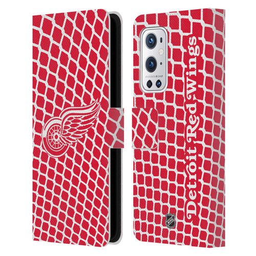 NHL Detroit Red Wings Net Pattern Leather Book Wallet Case Cover For OnePlus 9 Pro