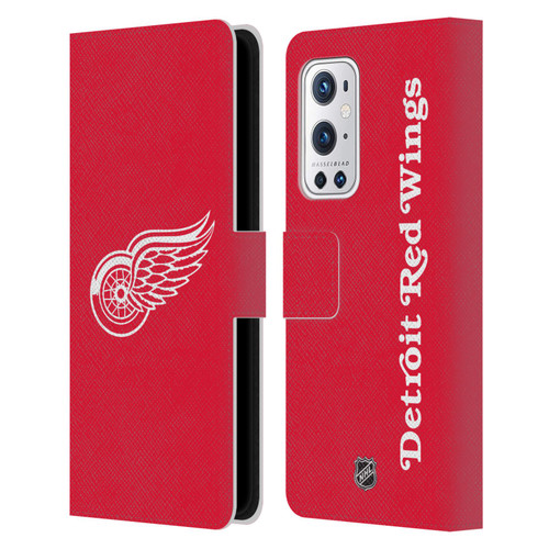 NHL Detroit Red Wings Plain Leather Book Wallet Case Cover For OnePlus 9 Pro