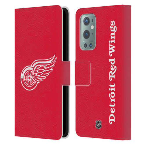 NHL Detroit Red Wings Plain Leather Book Wallet Case Cover For OnePlus 9