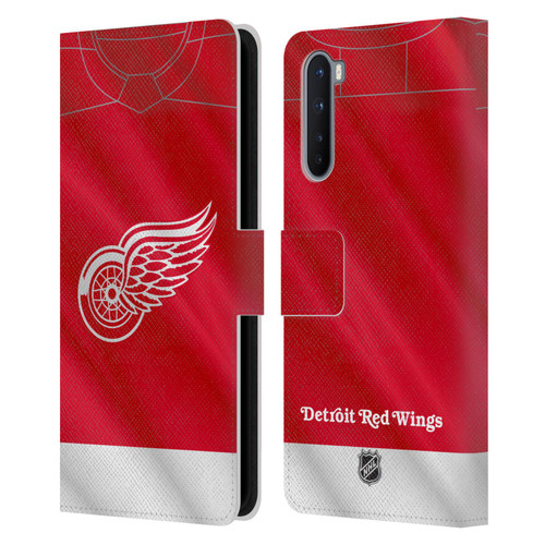 NHL Detroit Red Wings Jersey Leather Book Wallet Case Cover For OnePlus Nord 5G