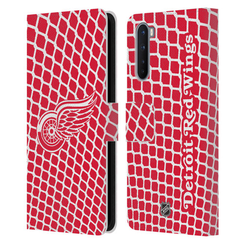 NHL Detroit Red Wings Net Pattern Leather Book Wallet Case Cover For OnePlus Nord 5G