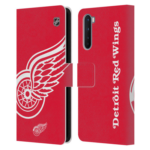 NHL Detroit Red Wings Oversized Leather Book Wallet Case Cover For OnePlus Nord 5G