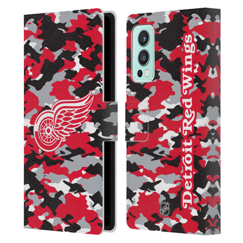 NHL Detroit Red Wings Camouflage Leather Book Wallet Case Cover For OnePlus Nord 2 5G