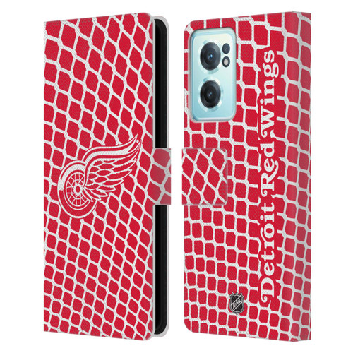 NHL Detroit Red Wings Net Pattern Leather Book Wallet Case Cover For OnePlus Nord CE 2 5G