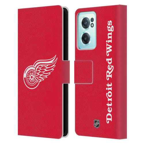 NHL Detroit Red Wings Plain Leather Book Wallet Case Cover For OnePlus Nord CE 2 5G