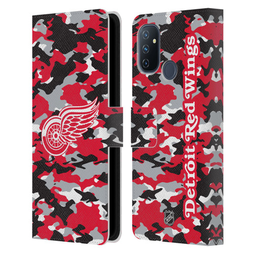 NHL Detroit Red Wings Camouflage Leather Book Wallet Case Cover For OnePlus Nord N100