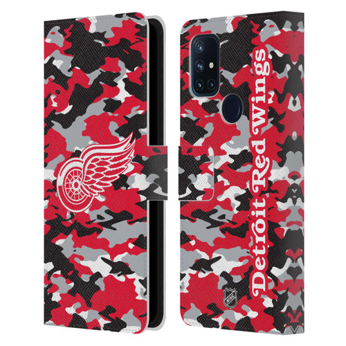 NHL Detroit Red Wings Camouflage Leather Book Wallet Case Cover For OnePlus Nord N10 5G