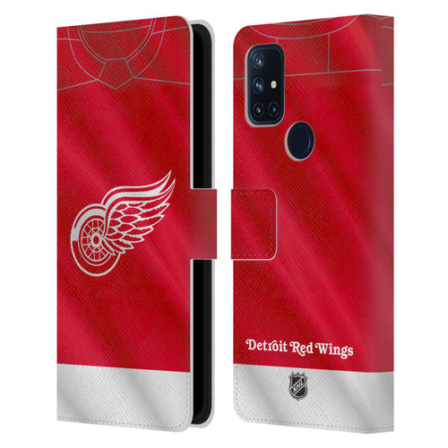 NHL Detroit Red Wings Jersey Leather Book Wallet Case Cover For OnePlus Nord N10 5G