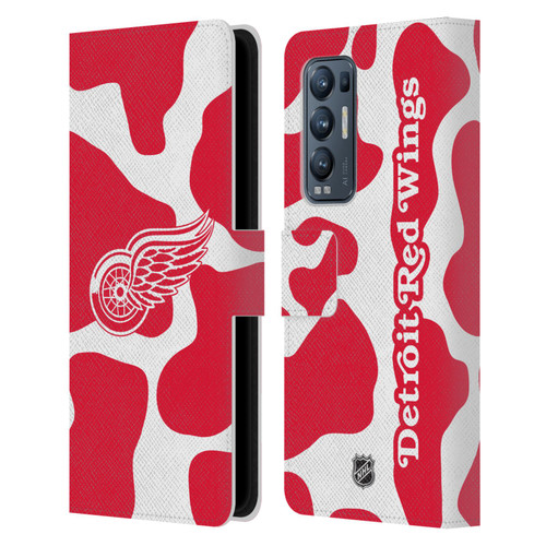 NHL Detroit Red Wings Cow Pattern Leather Book Wallet Case Cover For OPPO Find X3 Neo / Reno5 Pro+ 5G