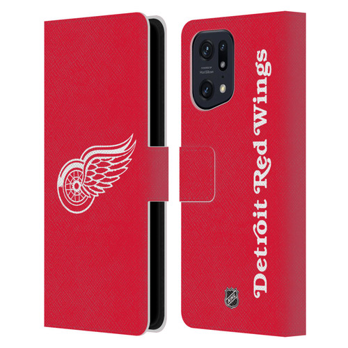 NHL Detroit Red Wings Plain Leather Book Wallet Case Cover For OPPO Find X5