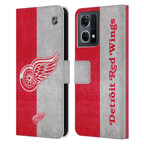 NHL Detroit Red Wings Half Distressed Leather Book Wallet Case Cover For OPPO Reno8 4G