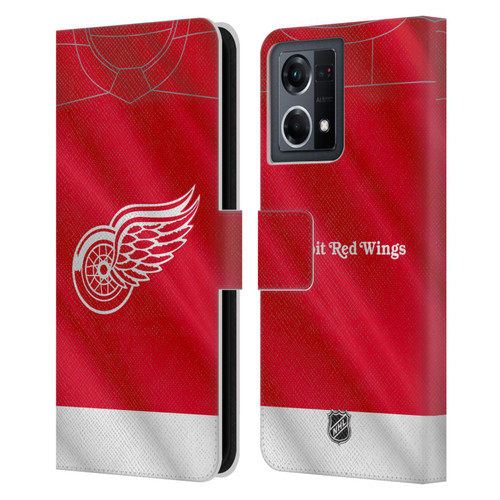 NHL Detroit Red Wings Jersey Leather Book Wallet Case Cover For OPPO Reno8 4G