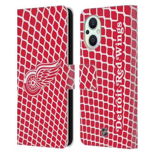 NHL Detroit Red Wings Net Pattern Leather Book Wallet Case Cover For OPPO Reno8 Lite