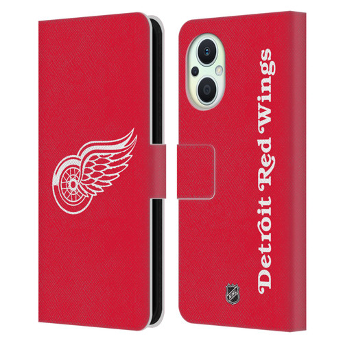 NHL Detroit Red Wings Plain Leather Book Wallet Case Cover For OPPO Reno8 Lite