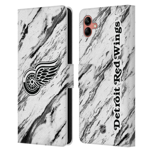 NHL Detroit Red Wings Marble Leather Book Wallet Case Cover For Samsung Galaxy A04 (2022)