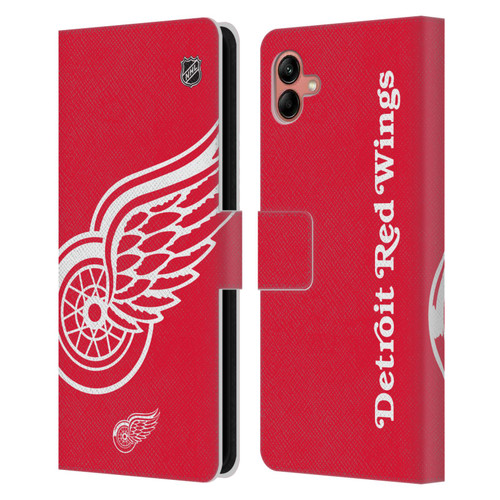 NHL Detroit Red Wings Oversized Leather Book Wallet Case Cover For Samsung Galaxy A04 (2022)