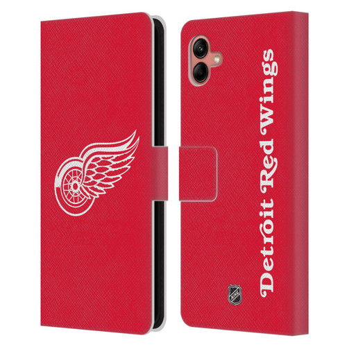 NHL Detroit Red Wings Plain Leather Book Wallet Case Cover For Samsung Galaxy A04 (2022)