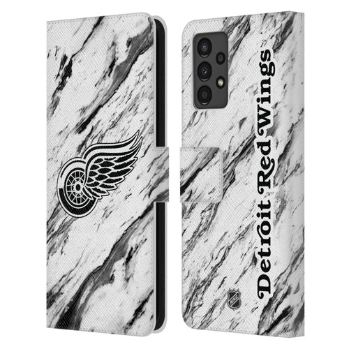 NHL Detroit Red Wings Marble Leather Book Wallet Case Cover For Samsung Galaxy A13 (2022)