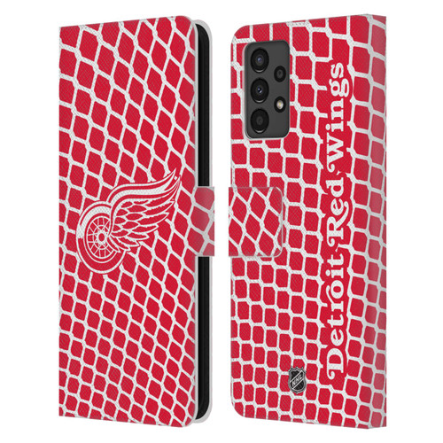 NHL Detroit Red Wings Net Pattern Leather Book Wallet Case Cover For Samsung Galaxy A13 (2022)