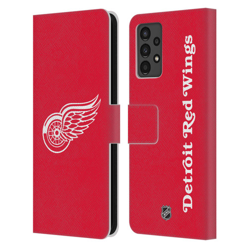 NHL Detroit Red Wings Plain Leather Book Wallet Case Cover For Samsung Galaxy A13 (2022)