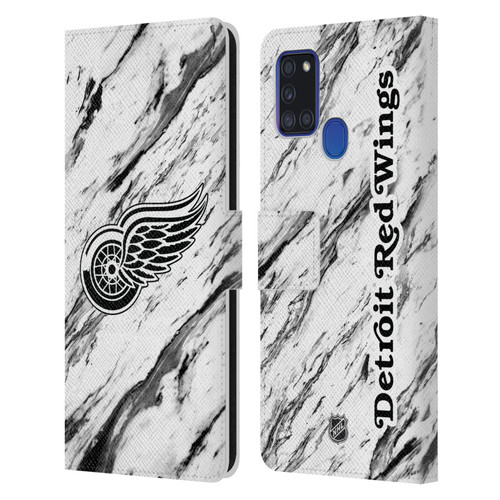 NHL Detroit Red Wings Marble Leather Book Wallet Case Cover For Samsung Galaxy A21s (2020)