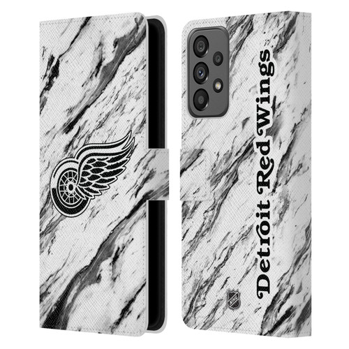 NHL Detroit Red Wings Marble Leather Book Wallet Case Cover For Samsung Galaxy A73 5G (2022)