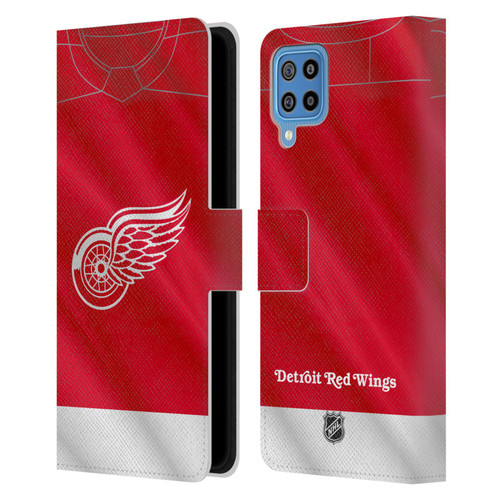 NHL Detroit Red Wings Jersey Leather Book Wallet Case Cover For Samsung Galaxy F22 (2021)