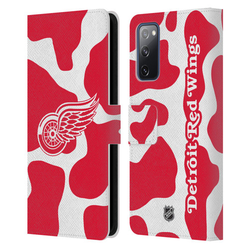 NHL Detroit Red Wings Cow Pattern Leather Book Wallet Case Cover For Samsung Galaxy S20 FE / 5G