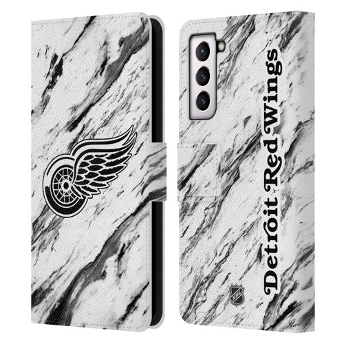 NHL Detroit Red Wings Marble Leather Book Wallet Case Cover For Samsung Galaxy S21 5G
