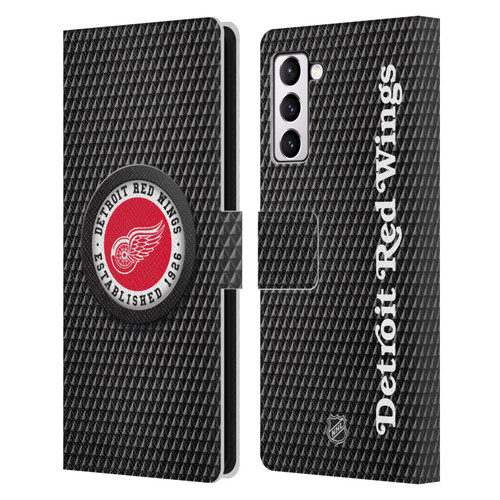 NHL Detroit Red Wings Puck Texture Leather Book Wallet Case Cover For Samsung Galaxy S21+ 5G