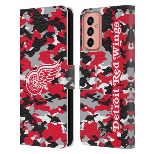 NHL Detroit Red Wings Camouflage Leather Book Wallet Case Cover For Samsung Galaxy M13 (2022)