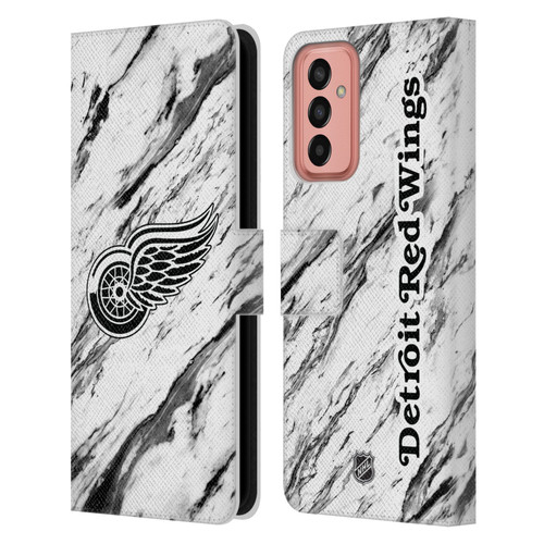 NHL Detroit Red Wings Marble Leather Book Wallet Case Cover For Samsung Galaxy M13 (2022)
